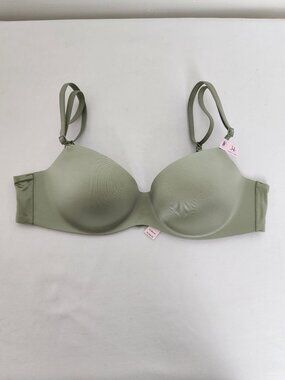 Victoria's Secret Flex Factor Lightly Lined Balconette Bra 34C Sage Green NWT
